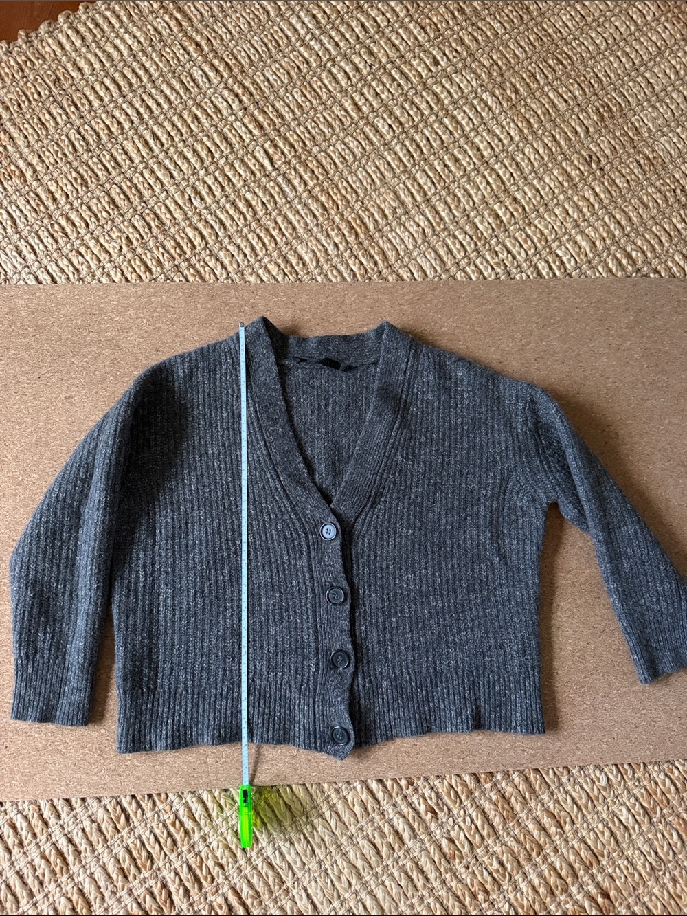 Jenni Kayne Charcoal Ribbed V-Neck Button Cardigan